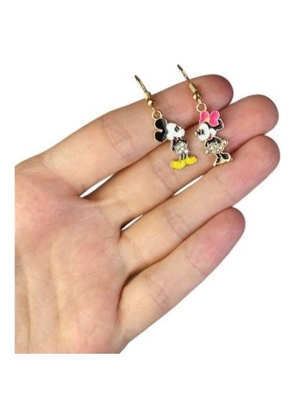 Mickey Mouse Çift Figürlü Küpe