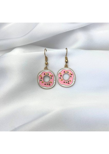 Pembe Donut Figür Tatlı Küpe
