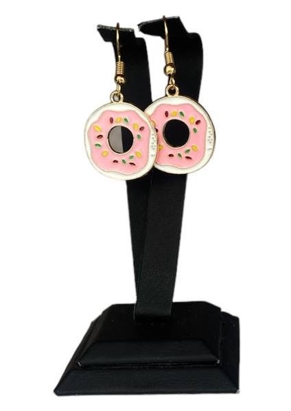 Pembe Donut Figür Tatlı Küpe
