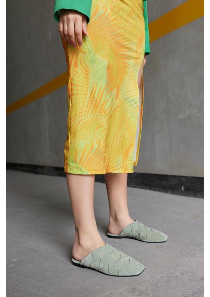 Lulu Avokado Süet Kadın Terlik modelleri