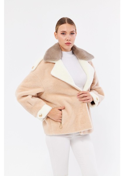 DKA0139 Vizon Alcantara Hakiki Kürk Kadın Mont indirimleri