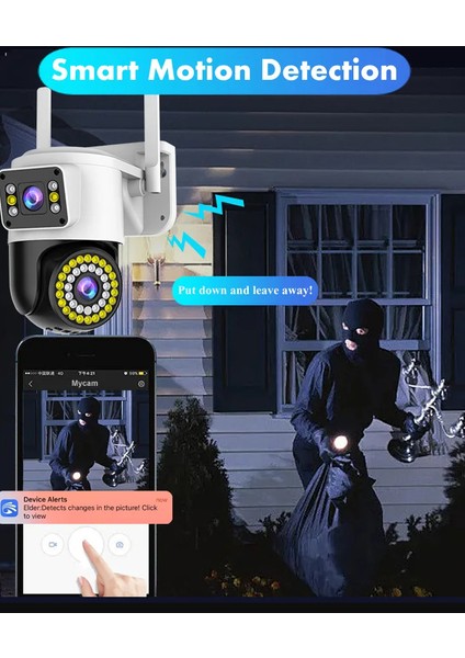 Çift Lens Wifi Kamera Ptz Aı Insan Algılama Monitörü Açık Renk Gece Görüşü  Gözetim Kameraları 4mp
