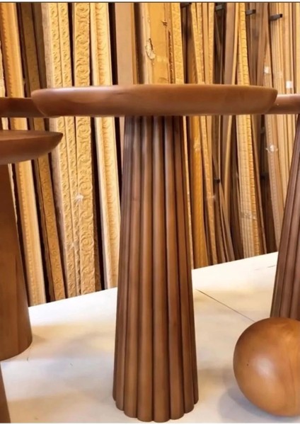 Wood Ahşap Fitilli Mantar Yan Sehpa Tekli 50cm