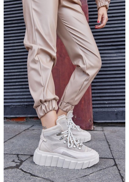 Candy Bej Deri Kadın Sneaker Bot