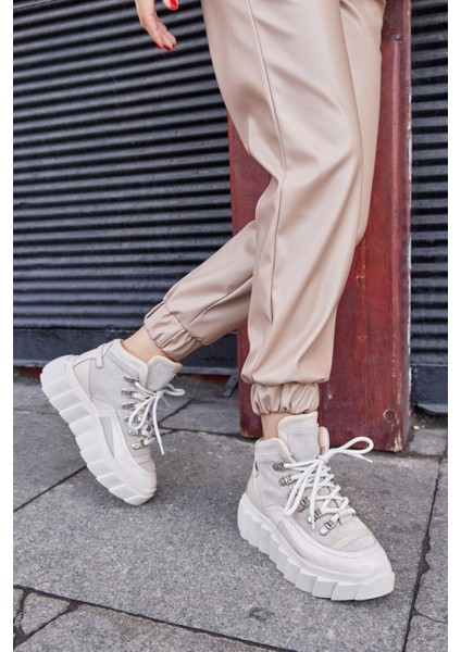 Candy Bej Deri Kadın Sneaker Bot