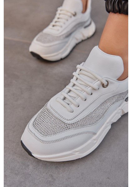 Hilary Beyaz Deri Taşlı Kadın Sneaker fiyatları