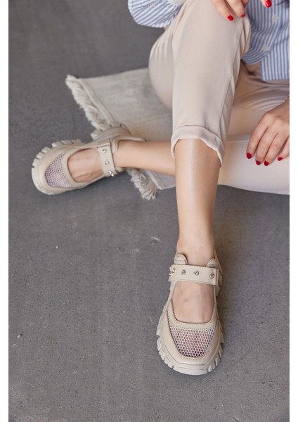 Melissa Bej Deri Taş Aksesuarlı Kadın Sneaker modelleri