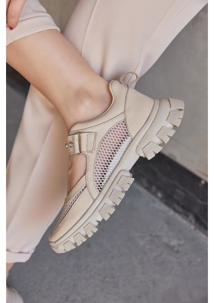 Melissa Bej Deri Taş Aksesuarlı Kadın Sneaker fırsatları