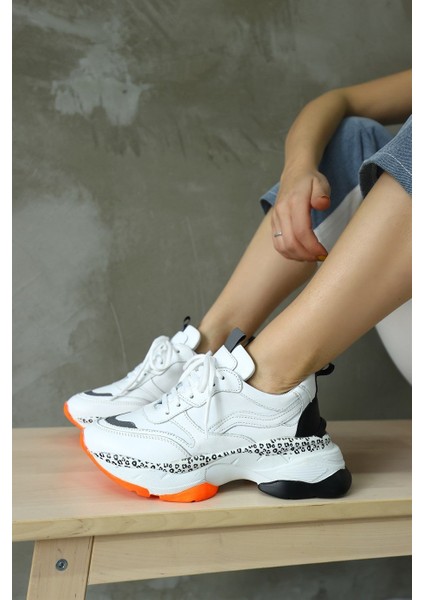 Negro Beyaz Deri Kadın Sneaker