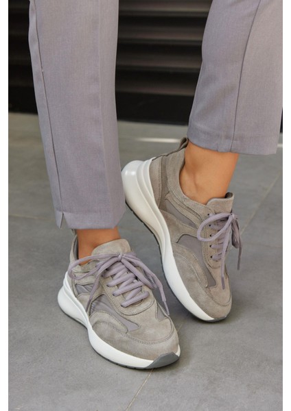 Roma Gri Süet Deri Kadın Sneaker
