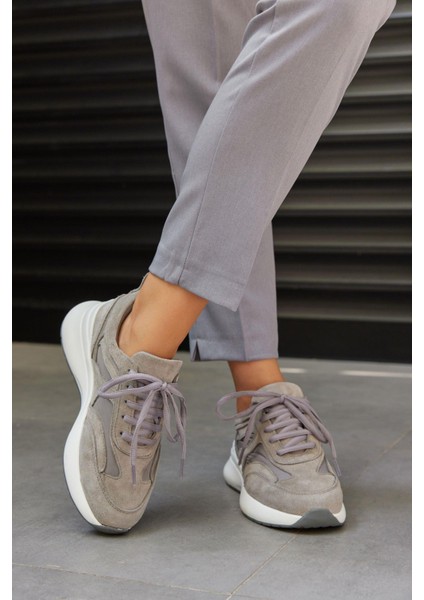 Roma Gri Süet Deri Kadın Sneaker