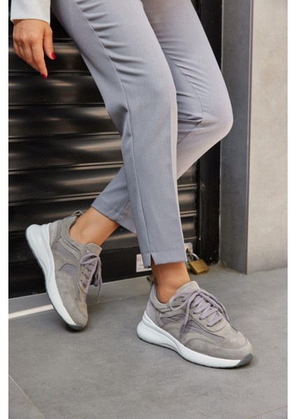 Roma Gri Süet Deri Kadın Sneaker