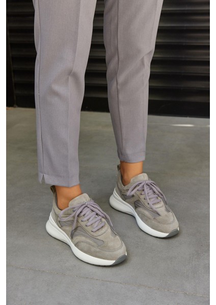 Roma Gri Süet Deri Kadın Sneaker