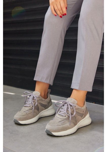 Roma Gri Süet Deri Kadın Sneaker