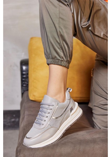 Galina Gri Deri Kadın Sneaker