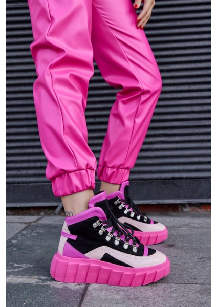 Candy Pembe Deri Kadın Sneaker Bot