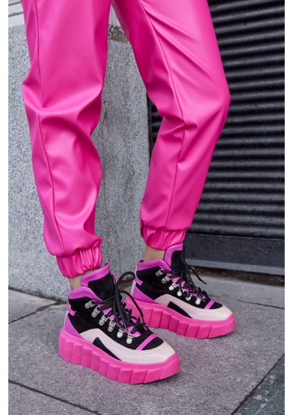 Candy Pembe Deri Kadın Sneaker Bot
