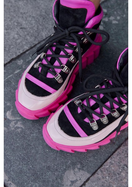 Candy Pembe Deri Kadın Sneaker Bot