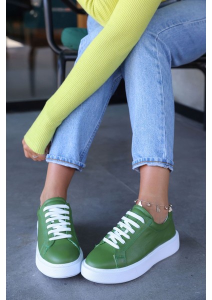 Julia Yeşil Floter Deri Kadın Sneaker