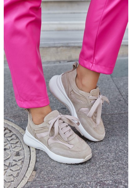 Roma Bej Süet Deri Kadın Sneaker indirimleri