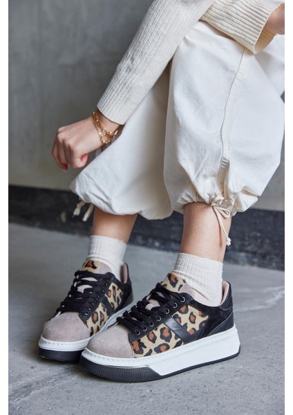 Tyler Leopar Deri Kadın Sneaker