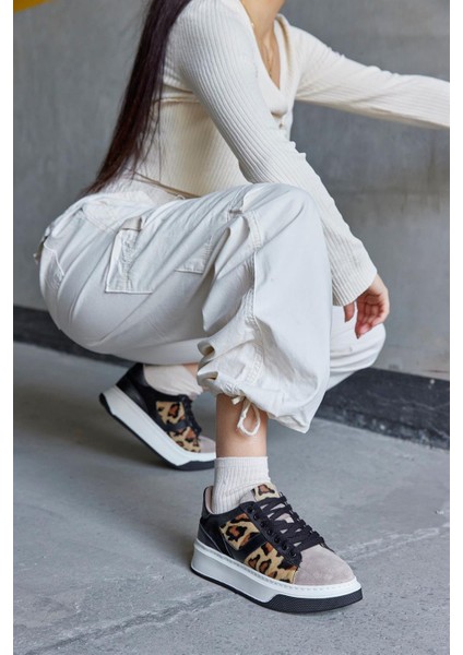 Tyler Leopar Deri Kadın Sneaker