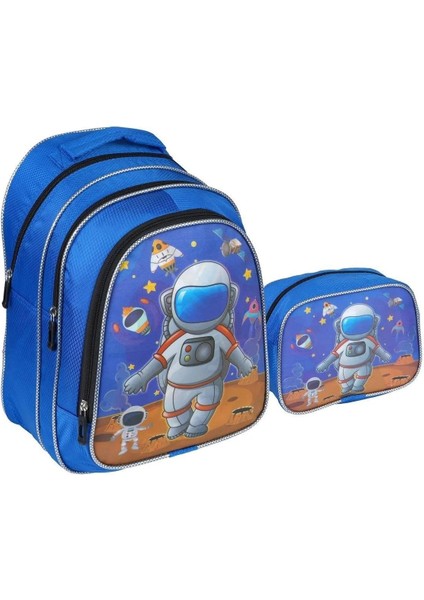 Erkek Çocuk 3 Bölmeli Astronot Figürlü Okul Sırt Çantası 13SYG12-ASTRONOT