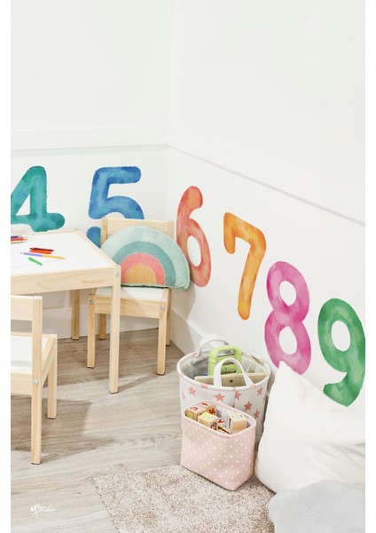 Eğitici Ve Eğlenceli Rakamlar Okul Kreş Anaokulu Çocuk Odası Cam Duvar Sticker Seti