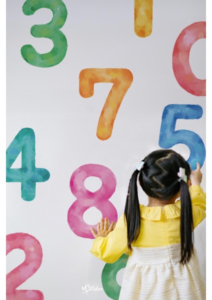 Eğitici Ve Eğlenceli Rakamlar Okul Kreş Anaokulu Çocuk Odası Cam Duvar Sticker Seti fırsatları