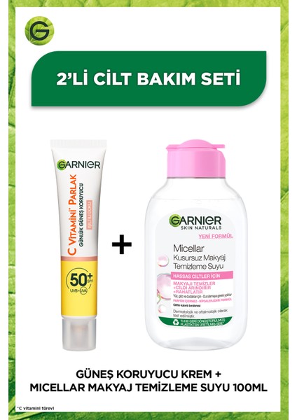 Güneş Koruyucu Krem + Micellar Makyaj Temizleme Suyu 100ML