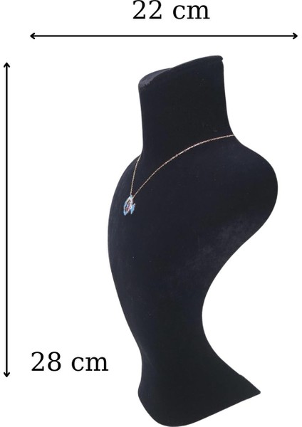 Kuğu Kolye & Gerdanlık Sergileme Mankeni Siyah Süet 28 cm 2.boy