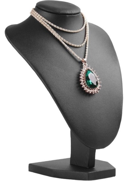 Kolye & Gerdanlık Sergileme Mankeni Siyah Deri 25 cm 1.boy