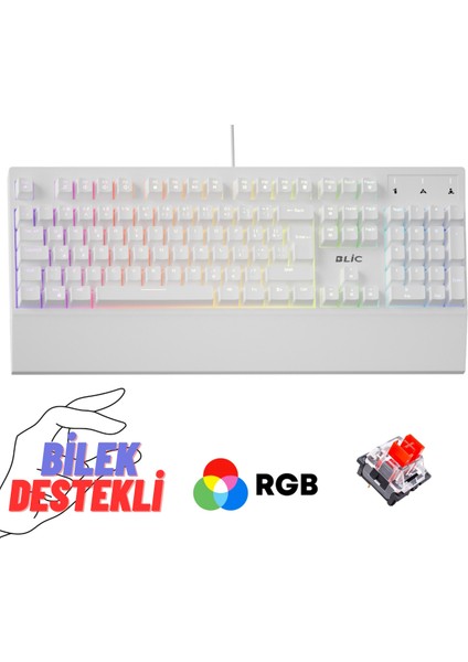 Bilek Destekli Rgb Red Switch Türkçe Q Gaming Oyuncu Mekanik Klavye Bkb5