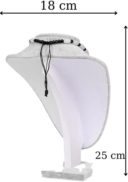 Kolye & Gerdanlık Sergileme Mankeni Gri Süet 25 cm 1.boy