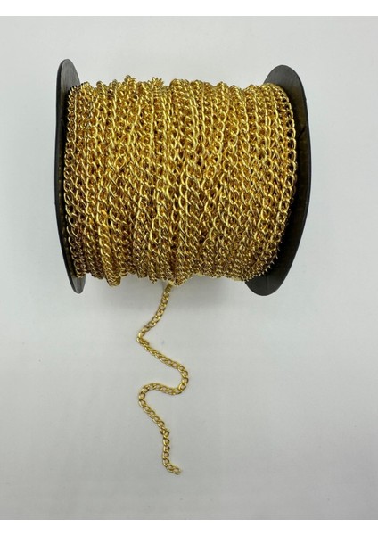 Sarı Renk Metal Metrelik Zincir 5 Metre Takı Malzemeleri Gold