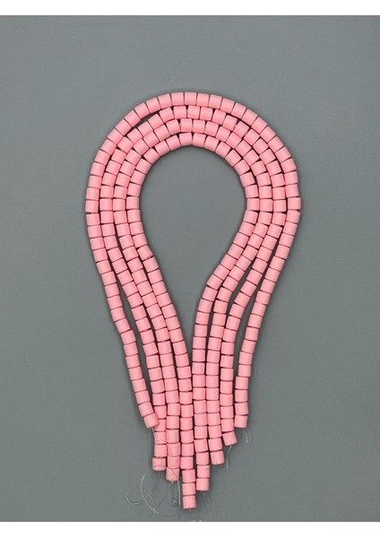 Açık Pembe Silindir Lino Boncuk 1 Dizi 6 mm