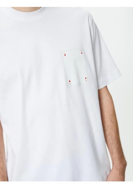 Oversize T-Shirt Kalp Baskılı Bisiklet Yaka Kısa Kollu fırsatları