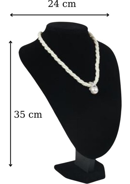 Kolye & Gerdanlık Sergileme Mankeni Siyah Süet 35 cm 3.boy