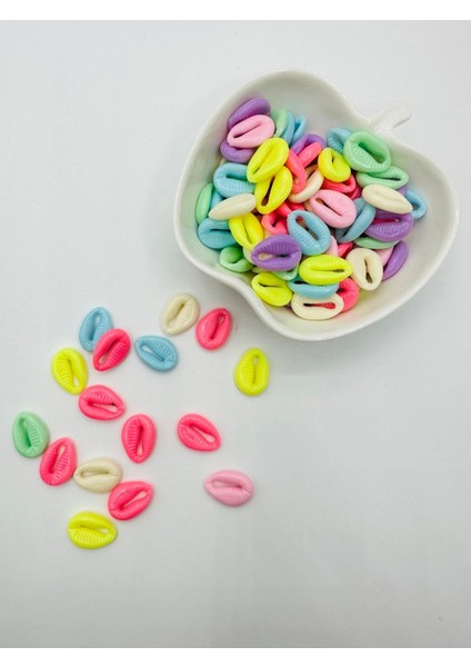50 Adet Karışık Renkli Çakıl Taşı Figürlü Plastik Boncuk Takı Yapım