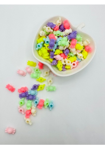 200 Adet Karışık Renkli Figürlü Plastik Boncuk Takı Yapım