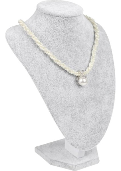 Kolye & Gerdanlık Sergileme Mankeni Gri Süet 29 cm 2.boy