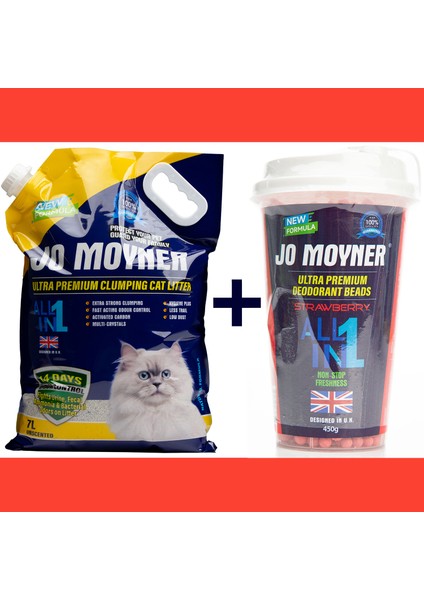 Çilek Kokulu Koku Giderici + Kedi Kumu Set Premium Aktif Karbonlu Güçlü Topaklanan Tozsuz Doğal Kokusuz Kedi Kumu