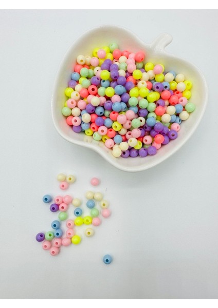 20 Adet Karışık Renkli Plastik Yuvarlak Boncuk Figürü Takı Yapım
