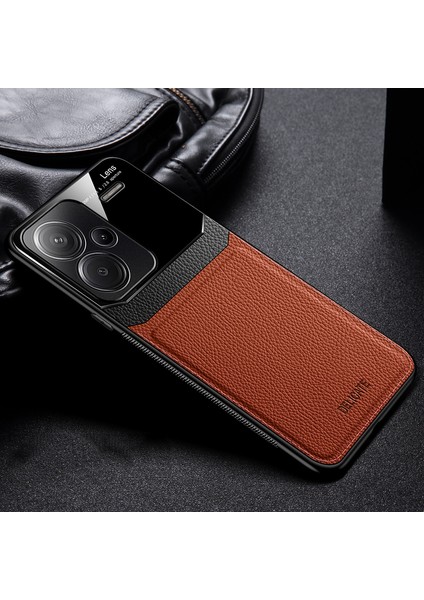 Xiaomi Redmi Note 13 Pro Plus Kamera Koruması Litchi Desenli Pu Cep Telefonu Kılıfı (Yurt Dışından)