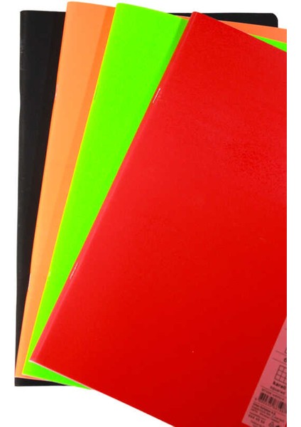 Text Neon A4 100 Yaprak Kareli Plastik Kapak Defter