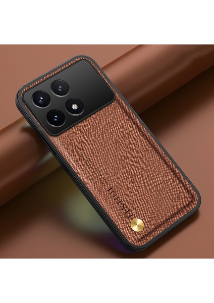 Poco F6 Pro Araba Manyetik Emme Çapraz Desen Pu Cep Telefonu Kılıfı (Yurt Dışından)