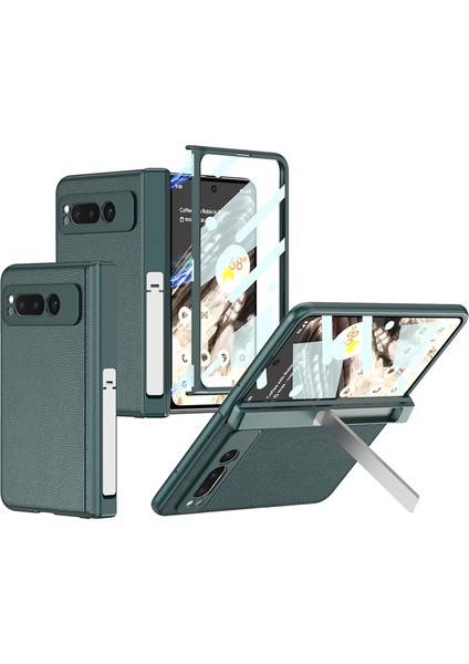 For Google Pixel Fold Manyetik Emiş Menteşe Braketi Düz Cilt Pu Cep Telefonu Kılıfları (Yurt Dışından)