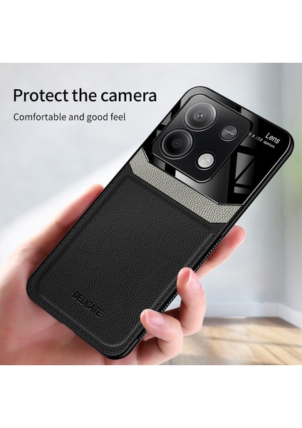 Xiaomi Redmi Note 13 Pro Plus Kamera Koruması Litchi Desenli Pu Cep Telefonu Kılıfı (Yurt Dışından)