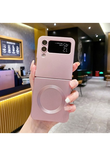 For Samsung Galaxy Z Flip 4 Manyetik Emiş Metalik Boya Cep Telefonu Kılıfları (Yurt Dışından)