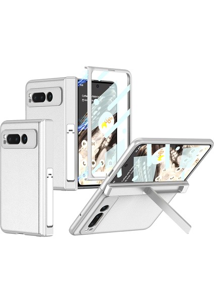 For Google Pixel Fold Manyetik Emiş Menteşe Braketi Düz Cilt Pu Cep Telefonu Kılıfları (Yurt Dışından)